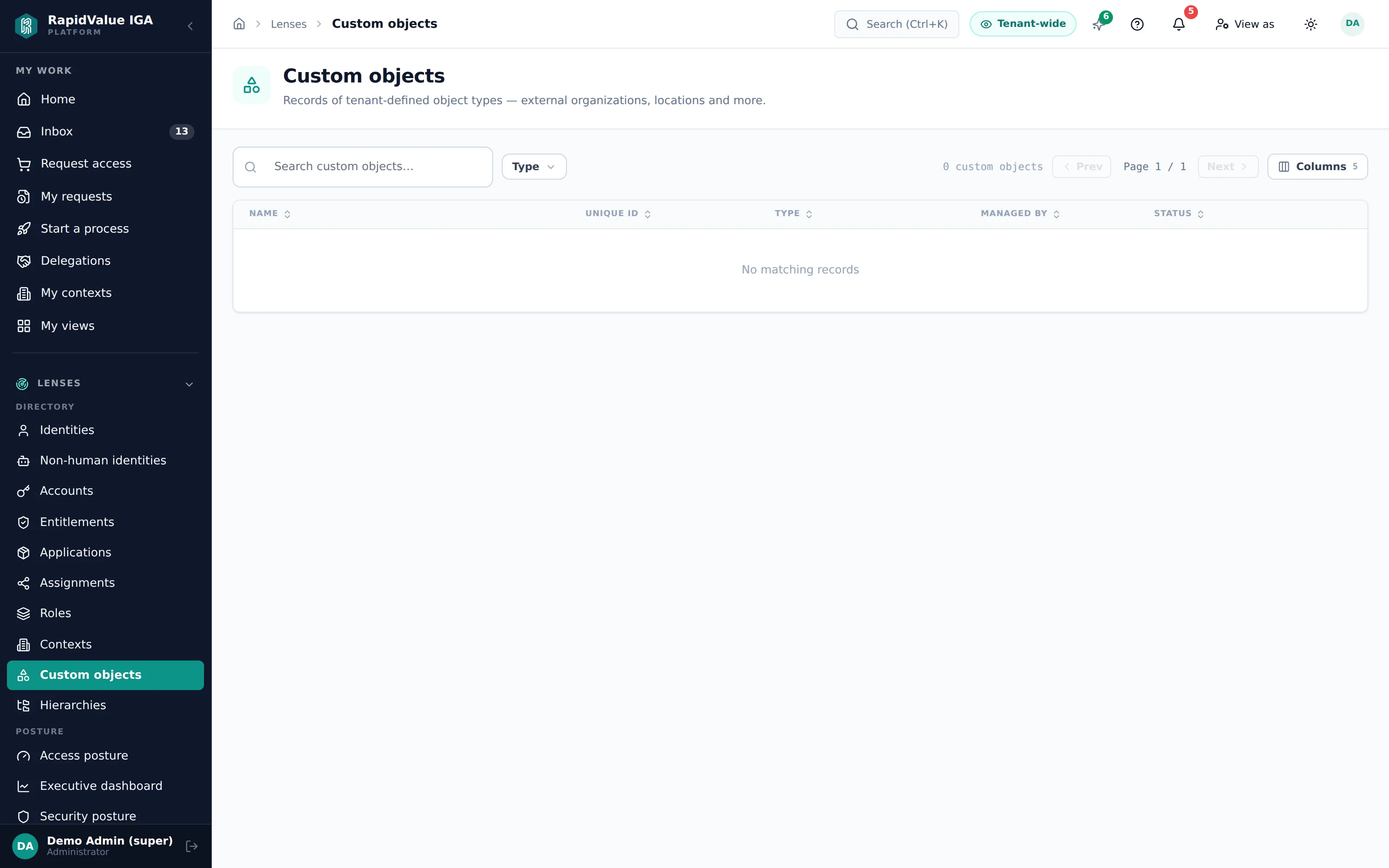custom governed objects — modelled, not coded