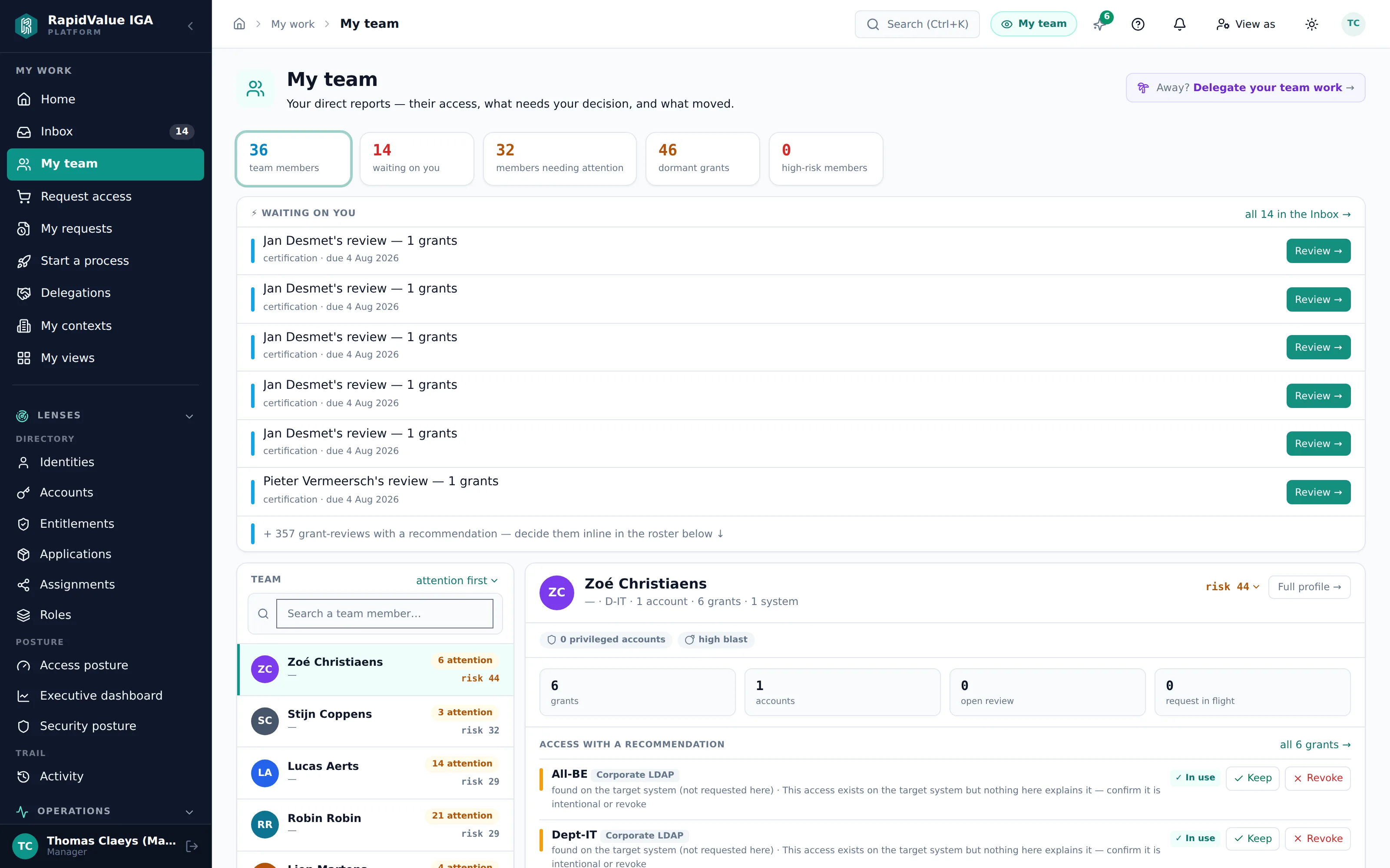 My team — access in business language