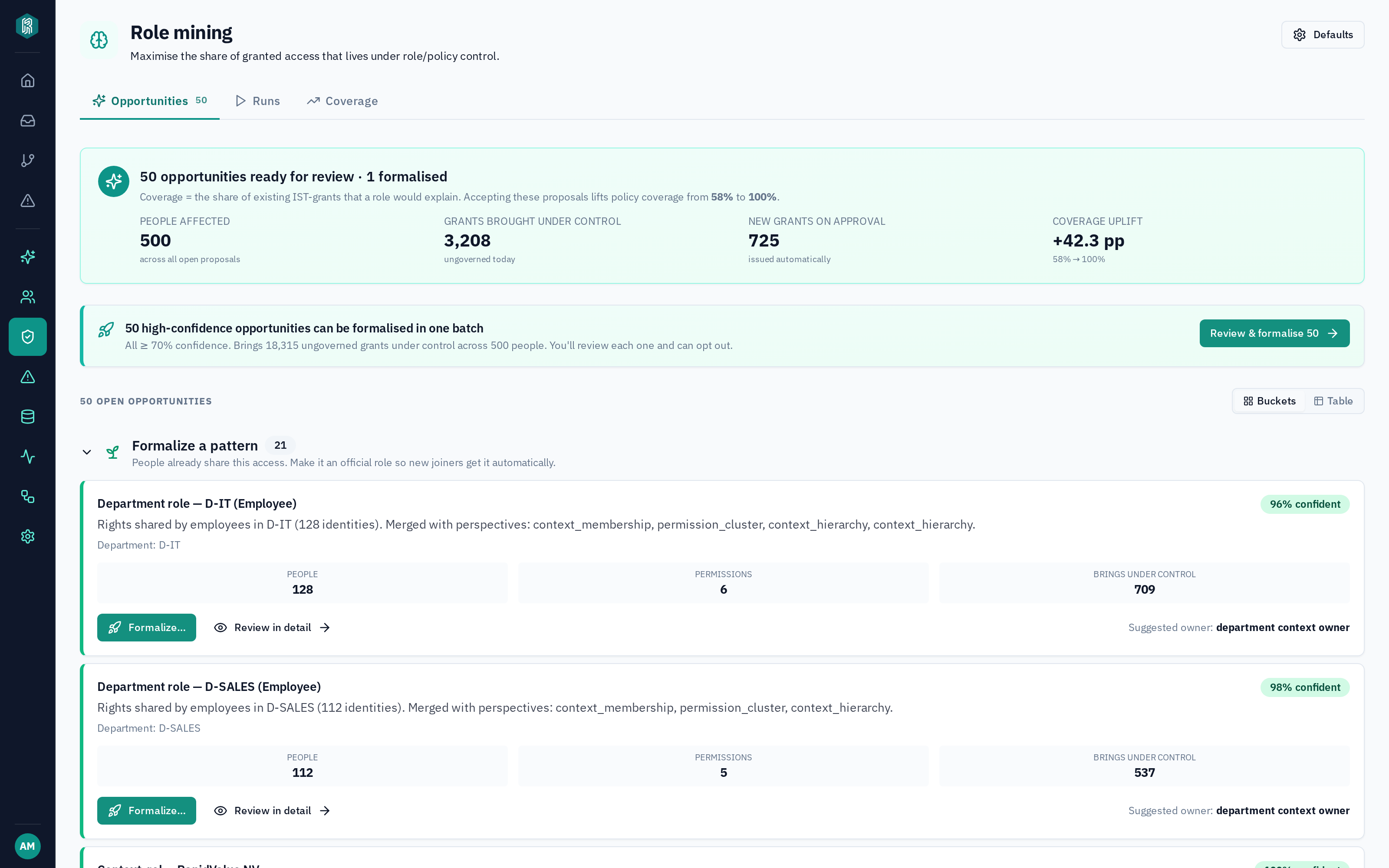 Roles & role mining in the RapidValue product